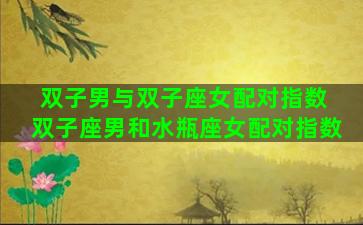 双子男与双子座女配对指数 双子座男和水瓶座女配对指数